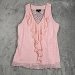 Iz Byer Shirt Womens XL Pink Swiss Dot Ruffle Feminine Office Vintage 2000s Y2K Photo 1