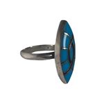 Native American Zuni Channel Inlay Turquoise Sterling Silver Ring by Amy Wesley Blue Size 6 Photo 3