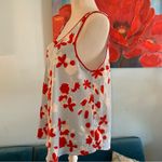 Oscar de la Renta  Pink Label Cami Sleeveless Top S Small Red Poppy Floral Tank Photo 3