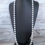 Vintage Necklace White Faceted Beads Retro Statement Necklace 35" Photo 0