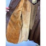 Vintage Novina Mr. Murray Brown Faux Leather Coat 70s Mod Retro Shearling Lined Size 16 Photo 3