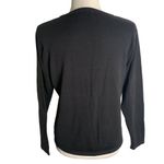 Classic Elements Holiday Poinsettia Cardigan Sweater MP Black Sequin Button Up Photo 3