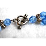 Ageless Trendy Black Metal Butterfly Blue Beaded 8 Inch Toggle Latch Bracelet Photo 2