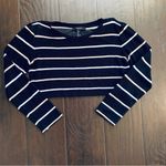 Forever 21  Black & White Striped Soft Long-Sleeve Dressy Sweather Crop Top Photo 1