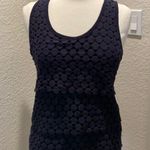 J.Crew  Black Scoop Neck Tank Top w/Tiered Polka Dot Lace Appliqué in Front EUC Photo 0