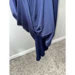 Massimo Dutti  NAVY BLUE‎ SATIN KEYHOLE FRONT LINED MAXI GOWN DRESS SIZE 6 Photo 4