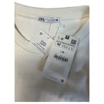 ZARA New  Dress Womens M Extended Shoulder Midi Tank Cinched Drawcord Waist Ivory Photo 9