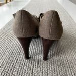 Vintage Ann Marino Brown White Herringbone Bow Tie High Heel Pumps Size 8.5 Photo 2