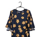 Who What Wear  Yellow and Black Floral Sundress with Flutter Sleeves Size Medium Photo 2