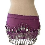 Purple Belly Dance Hip Scarf with Silver Coins Photo 0
