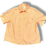 Bogner Shirt Womens XL (12) Button Up Short Sleeve Orange/White Stripe Golf Orange Photo 0