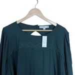 Loft NWT Plus Women’s Eyelet Open Back Keyhole Blouse Dark Green Size 18 Photo 6