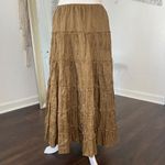 Sunny Leigh Ethereal Fairy Grunge Brown Tan Silk Beaded Midi Maxi Skirt L Photo 4