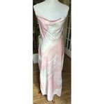 Taylor Cowl Neck Printed Satin Slip Dress Pink White Size 10 Midi Satin NWT Photo 3