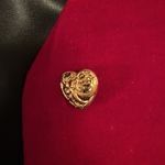 Vintage Handmade Beautiful Velveteen Red Vest with Heartshaped buttons Gold Size M Photo 5