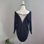 Allegra Gold Black Lace Up Back Sweater S Photo 1