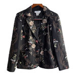 Coldwater Creek Silk Floral Embroidered Blazer Jacket Black Cottagecore M Photo 2