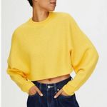 Wilfred  Aritzia Yellow Lolan Cropped Ribbed Sweater Size Small Mustard Yellow Photo 0