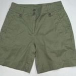 Talbots Womens Chino Shorts Size 2 Olive Army Green Flat Front Casual Cotton Photo 0