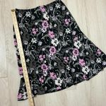 BCBG Paris Black Floral Print Midi Skirt Women's Medium Gothic Fairycore Photo 2