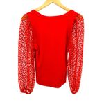 Maeve Anthropologie Red Knit Top Lace Crochet Balloon Sleeves Modern Chic M Size M Photo 6