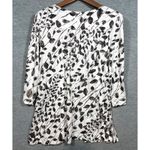 J Jill Cardigan Tunic Top Womens M‎ Button Front 3/4 Sleeve Leaf Print Casual White Size M Photo 4