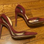 Alexandre Birman  Wavee 100 Red Suede Pumps Clear Pointed Toe Stiletto Heeled 39‎ Photo 0
