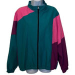 Long Shot Unisex Small Green Purple Colorblock Full Zip Windbreaker Jacket 80's Photo 0