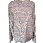 Maeve Anthropologie Multicolor Cable Knit Sweater Large Pastel Purple Pink Photo 9