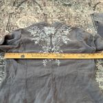 Johnny Was  Women's Oleander Gray Embroidered Crane Linen Utility Jacket Safari M Photo 4