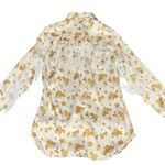 Rock & Roll Cowgirl Pearl Snap Shirt White Fringe Medium Yellow Flowers Polkadot Photo 1