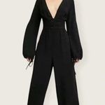 Free People  Jumpsuit Small Linen Blend Wide Leg True Lovin One Piece V Neck Boho Photo 0