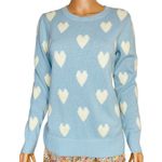 Sail To Sable womens Blue Lacecap heart wool pullover sweater Medium Photo 1