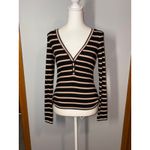 Veronica Beard ‎ Shailee Henley Top Striped Long Sleeve Ribbed Knit XS NEW Photo 1