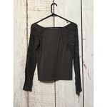 Anthropologie By  Seamless Boat Neck Boho Y2K Eyelet Long Sleeve Charcoal Size XS Photo 1