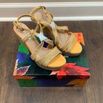 Italina  Platform Slingback Sandals Gold Size 7 Strappy Heels Photo 0