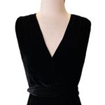 Alice + Olivia Simmons Velvet Black Wrap Dress Silk Maxi Gown Cocktail V-Neck 0 Photo 10