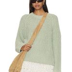 Free People "Take me Home" 100% Cotton Chunky Crew Neck Sweater Matcha Green Med Photo 0