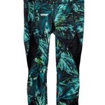 Athleta Green Tropical Palm Tree Print & Black Mesh Capri Leggings Photo 2
