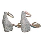 Blue by Betsey Johnson 7.5 Low Block Heeled Rhinestone Sandal, round open toe​ Silver Photo 6