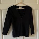 Talbots  Black Fitted 3/4 Sleeve V-Neck Sweater Photo 0