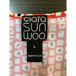 Clara Sun Woo Geometric Print Shirt Blouse Top Large Flowy Stretch Office Church Red Photo 3