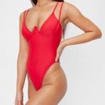 Nasty Gal Red High Cut Swimsuit Photo 1