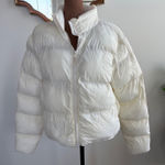 Fabletics  Puffer Jacket Womens Size L Ivory White Full Zip Layering Coat Photo 0