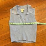 House of Harlow Chic ribbed tank with a collared V-neck. Soft and stylish for versatile wear.   1960 Light Blue Ribbed Tank Top Photo 3