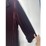 Boston Proper Women’s Blouse Large Burgundy Velvet Button Up Vintage Style Photo 3