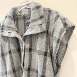 ZARA  Plaid Wool Blend Oversized Poncho Fringe Hem size XS Photo 4