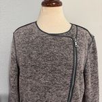 Ann Taylor Women Gray Textured Zip-Up Crew Neck Long Sleeve Jacket Size 12 Photo 1