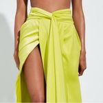 Peace & Love Satin Split Leg High Waist Maxi Skirt Size US 2 NWT Neon Yellow Photo 1