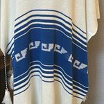 Wildfox Frida Traveler Fringe Oversized Blue White Sweater Poncho Size Small Photo 3